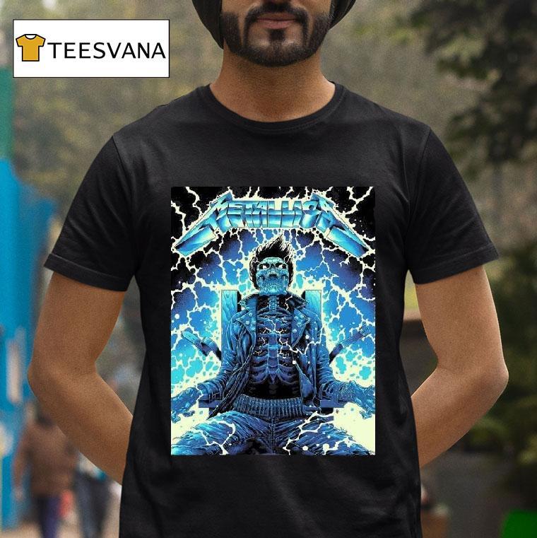 Metallica Ride The Lightning Artwork By Luke Preece Australia M Tour Skeleton On The Electric Chair T Shirt Metallica Ride The Lightning Artwork By Luke Preece Australia M Tour Skeleton On The Electric Chair T Shirt