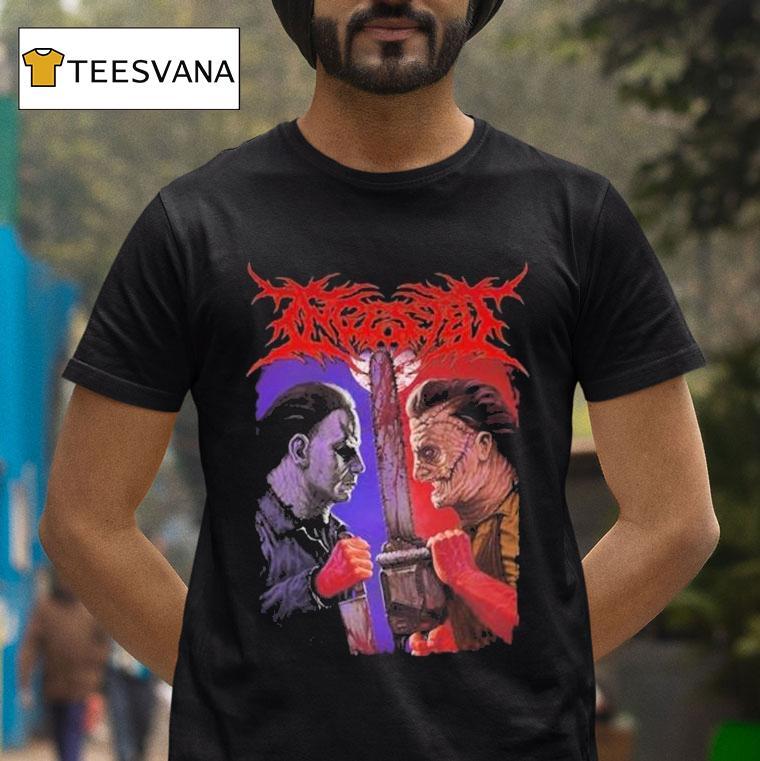 Michael Myers And Freddy Krueger Ingested Face To Face T Shirt Michael Myers And Freddy Krueger Ingested Face To Face T Shirt