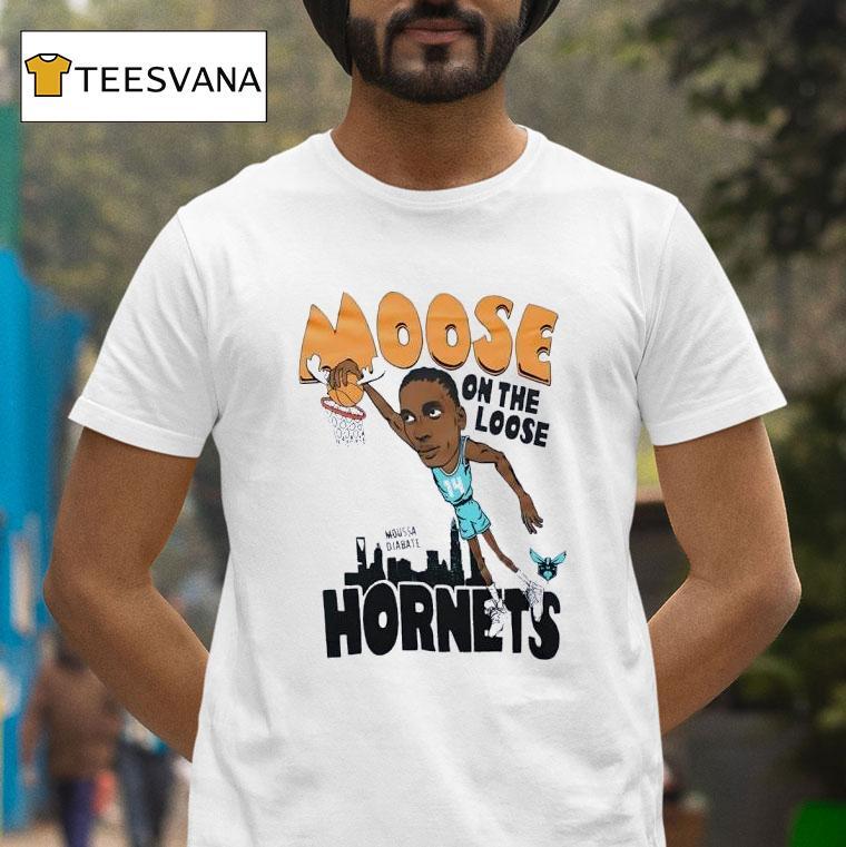 Moussa Diabate On The Loose Charlotte Hornets Basketball T Shirt Moussa Diabate On The Loose Charlotte Hornets Basketball T Shirt