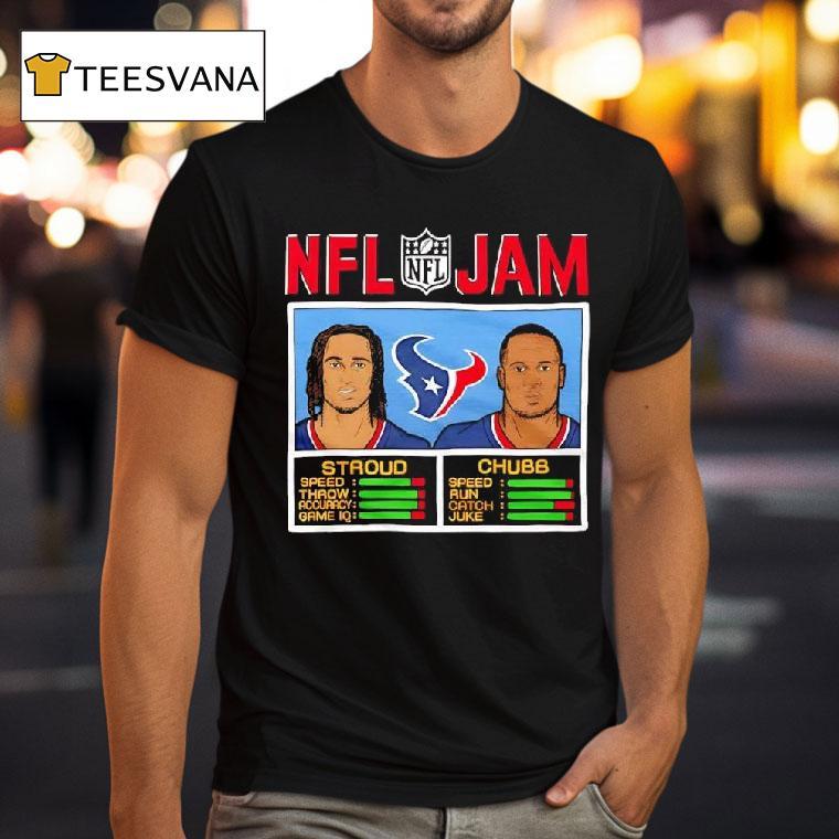 Nfl Jam Texans Stroud And Chubb Houston Texans T Shirt Nfl Jam Texans Stroud And Chubb Houston Texans T Shirt