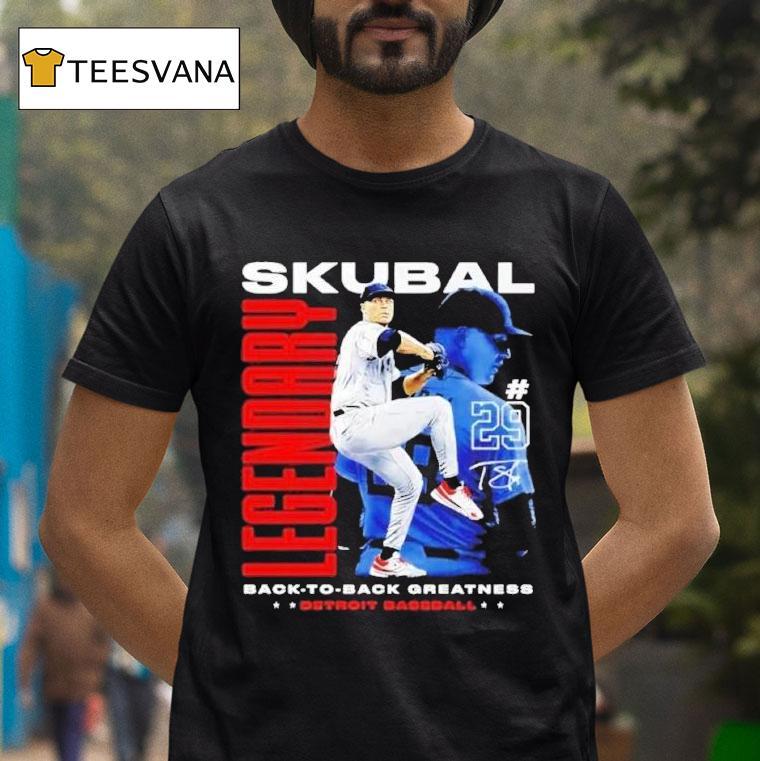 Tarik Skubal Detroit Tigers Legendary Back To Back Greatness Signature T Shirt Tarik Skubal Detroit Tigers Legendary Back To Back Greatness Signature T Shirt