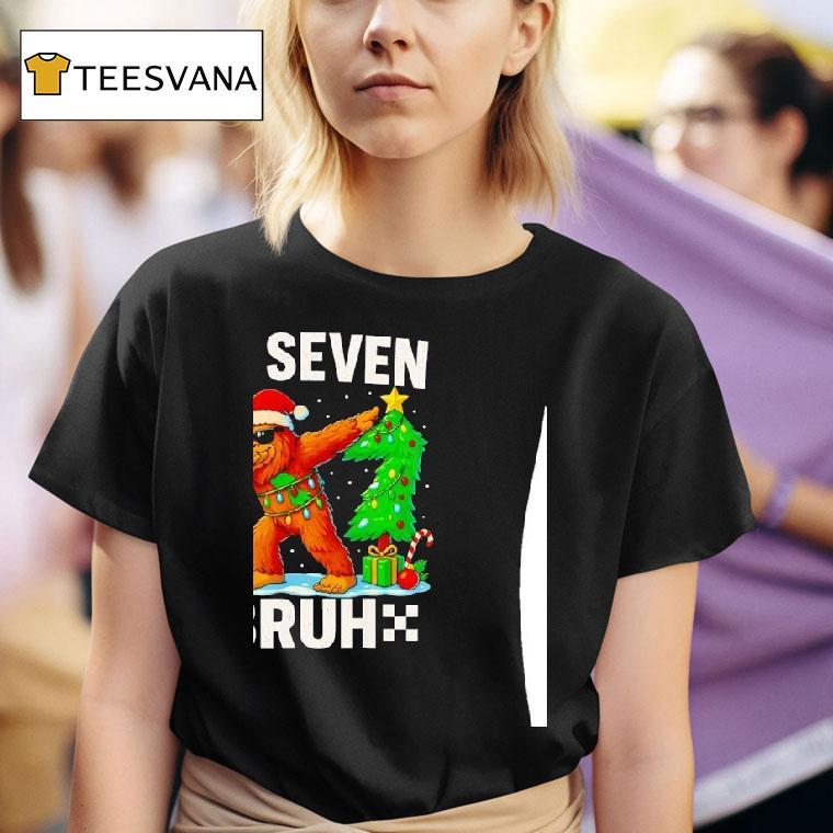 Bigfoot Santa Dabbing Six Seven Bruh Christmas Funny T Shirt