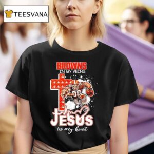 Cleveland Browns In My Veins Jesus In My Heart Features A Football Player Logos Cross T Shirt