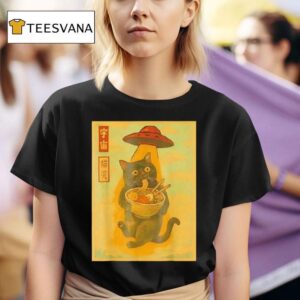 Funny Cat Ramen Ufo Japanese Anime T Shirt