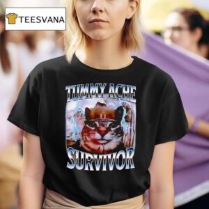 I Survived Today S Tummy Ache Survivor Silly Cat Graphic T Shirt