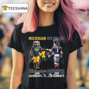 Michigan Wolverines On Saturdays X New England Patriots On Sundays Mascot T Shirt