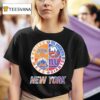 New York Knicks New York Islanders New York Mets New York Giants Mashup Logo T Shirt