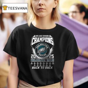 Philadelphia Eagles Back To Back Nfc East Division Champions Logo Name Roster T Shirt