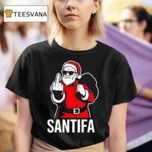 Santa Claus Santifa Says Fuck You To Facism Graphic T Shirt