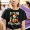 Santa Skeleton Rock And Roll Hand Merry Christmosh Christmas T Shirt
