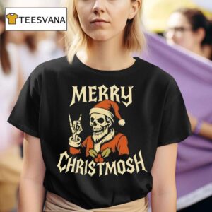 Santa Skeleton Rock And Roll Hand Merry Christmosh Christmas T Shirt