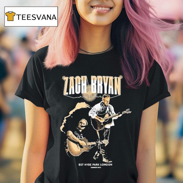 Zach Bryan Bst Hyde Park London Event Guitar Photo T Shirt