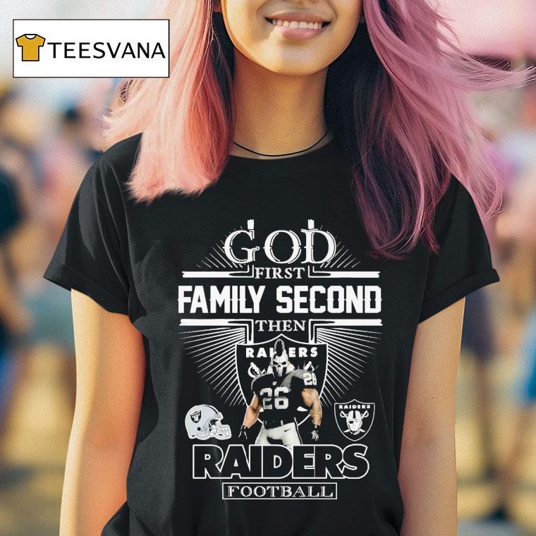 God First Family Second Then Las Vegas Raiders Masco T Shirt God First Family Second Then Las Vegas Raiders Masco T Shirt