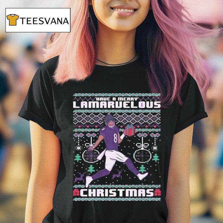 Lamar Jackson Baltimore Ravens Have A Merry Lamarvelous T Shirt Lamar Jackson Baltimore Ravens Have A Merry Lamarvelous T Shirt