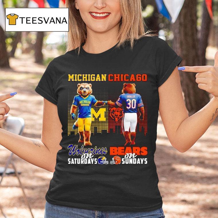 Michigan Wolverines On Saturdays X Chicago Bears On Sunday Masco T Shirt Michigan Wolverines On Saturdays X Chicago Bears On Sunday Masco T Shirt