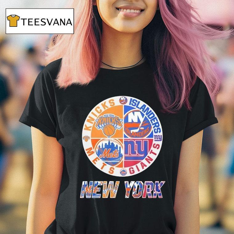 New York Knicks New York Islanders New York Mets New York Giants Mashup Logo T Shirt New York Knicks New York Islanders New York Mets New York Giants Mashup Logo T Shirt