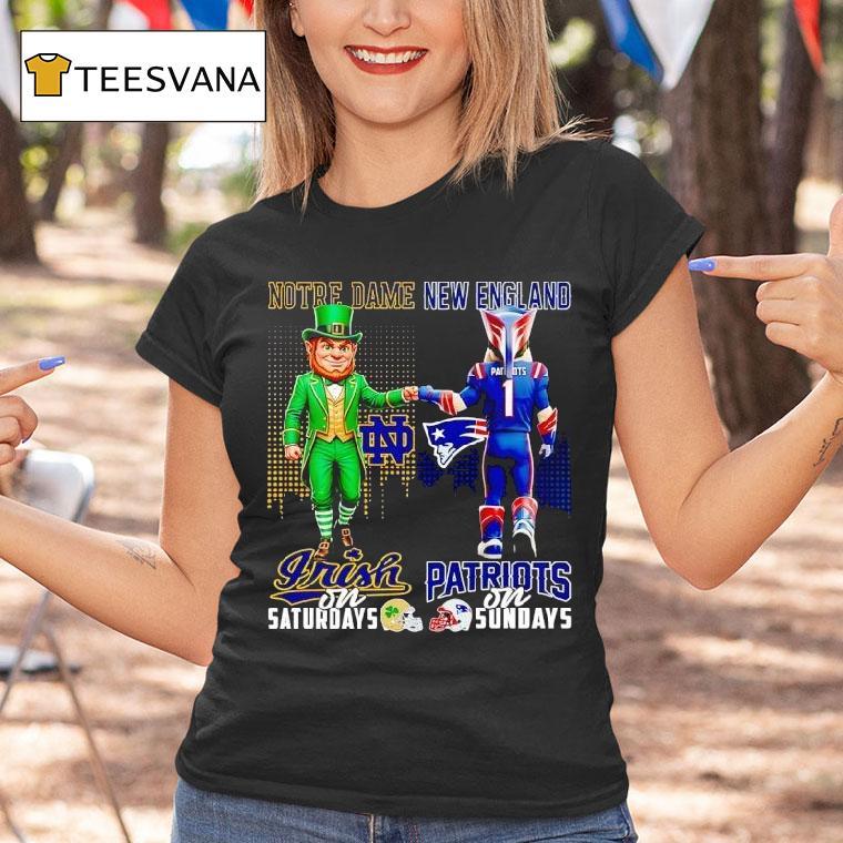 Notre Dame Fighting Irish On Saturdays Vs New England Patriots On Sundays Gameday Masco T Shirt Notre Dame Fighting Irish On Saturdays Vs New England Patriots On Sundays Gameday Masco T Shirt