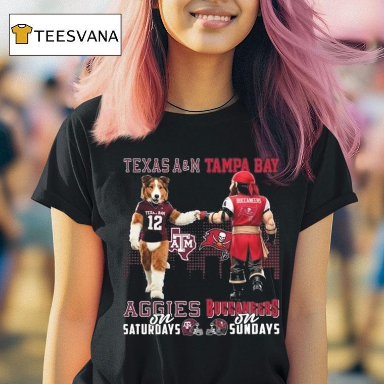 Texas Am Aggies On Saturdays X Tampa Bay Buccaneers On Sundays Mascot T Shirt Texas Am Aggies On Saturdays X Tampa Bay Buccaneers On Sundays Mascot T Shirt