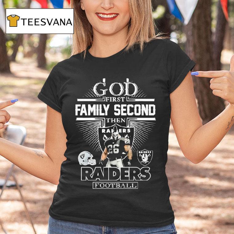 God First Family Second Then Las Vegas Raiders Masco T Shirt God First Family Second Then Las Vegas Raiders Masco T Shirt