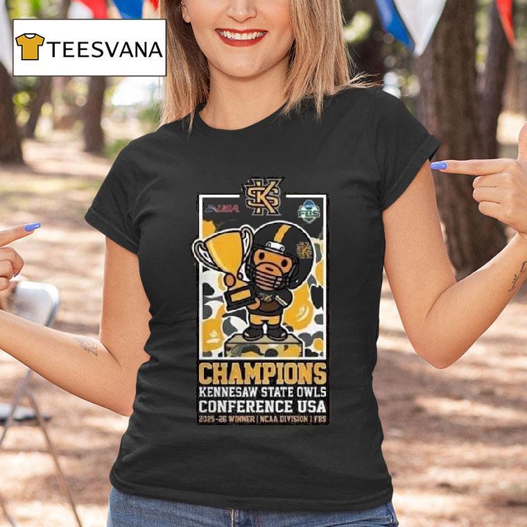 Kennesaw State Owls Conference Usa Champions Ncaa Division I Fbs Winner X Bape Collaborations T Shirt Kennesaw State Owls Conference Usa Champions Ncaa Division I Fbs Winner X Bape Collaborations T Shirt