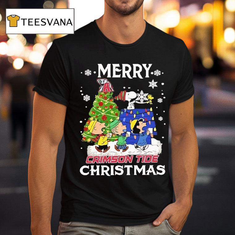 Peanuts Characters Alabama Crimson Tide Christmas Graphic T Shirt Peanuts Characters Alabama Crimson Tide Christmas Graphic T Shirt