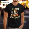 Santa Skeleton Rock And Roll Hand Merry Christmosh Christmas T Shirt