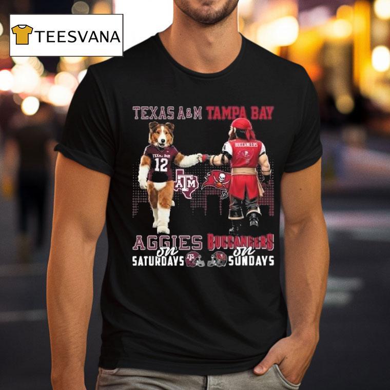 Texas Am Aggies On Saturdays X Tampa Bay Buccaneers On Sundays Mascot T Shirt Texas Am Aggies On Saturdays X Tampa Bay Buccaneers On Sundays Mascot T Shirt