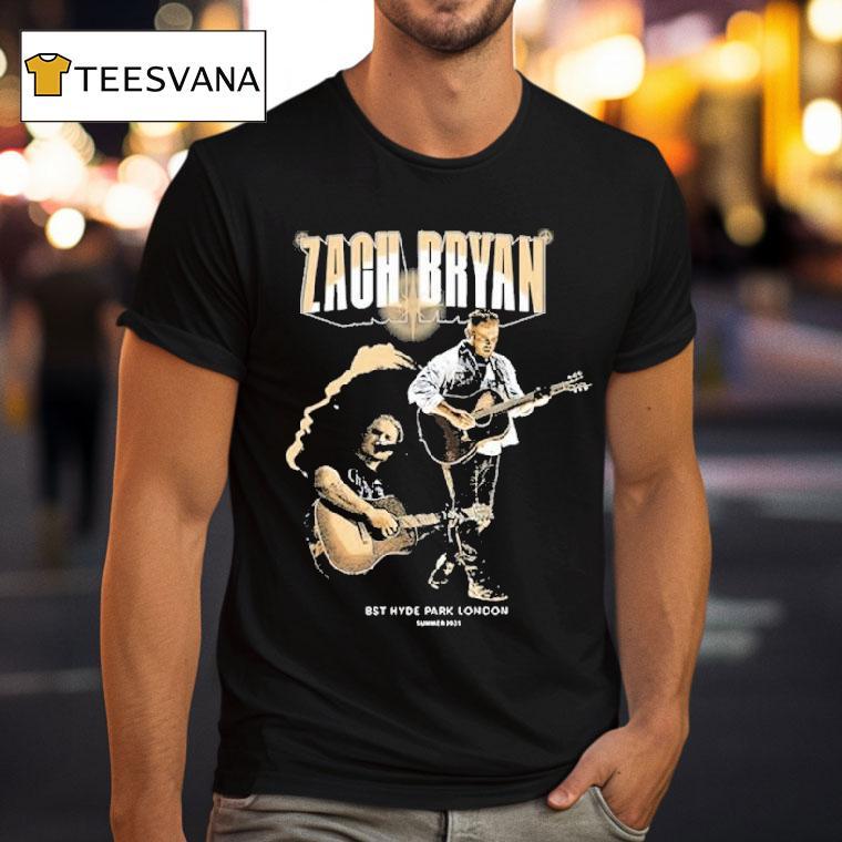 Zach Bryan Bst Hyde Park London Event Guitar Photo T Shirt Zach Bryan Bst Hyde Park London Event Guitar Photo T Shirt