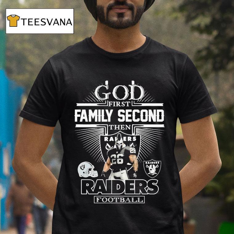 God First Family Second Then Las Vegas Raiders Masco T Shirt God First Family Second Then Las Vegas Raiders Masco T Shirt
