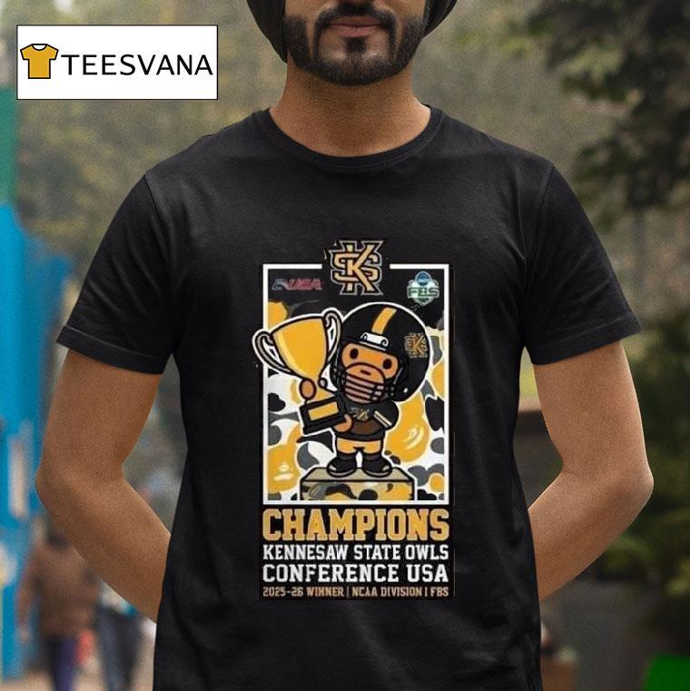 Kennesaw State Owls Conference Usa Champions Ncaa Division I Fbs Winner X Bape Collaborations T Shirt Kennesaw State Owls Conference Usa Champions Ncaa Division I Fbs Winner X Bape Collaborations T Shirt