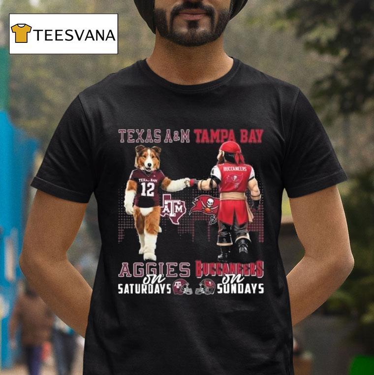 Texas Am Aggies On Saturdays X Tampa Bay Buccaneers On Sundays Mascot T Shirt Texas Am Aggies On Saturdays X Tampa Bay Buccaneers On Sundays Mascot T Shirt