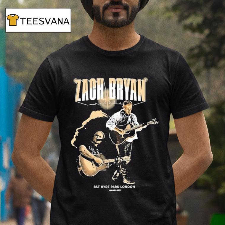 Zach Bryan Bst Hyde Park London Event Guitar Photo T Shirt Zach Bryan Bst Hyde Park London Event Guitar Photo T Shirt